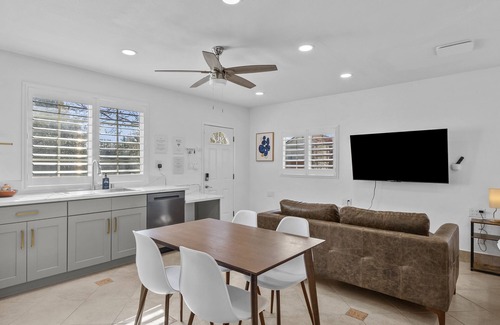 Quartz Hill Apartment | Quartz Hill Studio: Kitchen, TV, Washer/Dryer