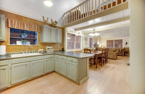 Cullowhee Cottage | Quiet dog-friendly riverfront house with large back deck, hot tub, fireplace