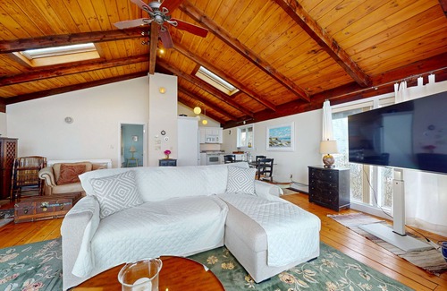 Plymouth House | Quiet home with ocean views, access to beach, deck, W/D, AC, & games
