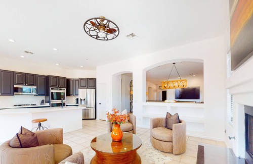 Talon Retreat House | Recently remodeled mountain-view home with heated pool, tennis, fireplace, grill