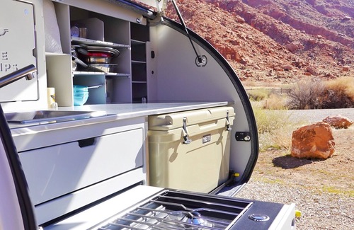 Moab House | Red Rock Base Camps Teardrop Trailer #4. Take your hotel room outside!