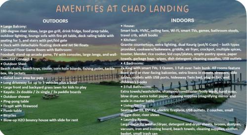 Sneads Ferry Villa | Relax,Fish,Grill,Chill! Pup,Kid Friendly Riverfront Paradise! Amenities,Gameroom