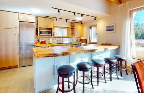 Otter Creek House | Remodeled dog-friendly home with attached apt, firepit, grill, deck, wood stove