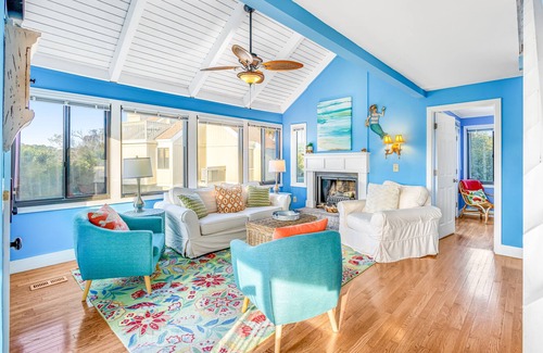 Sealoft Villas Cottage | Renovated dog-friendly home with decks, marsh views & Seabrook amenity cards