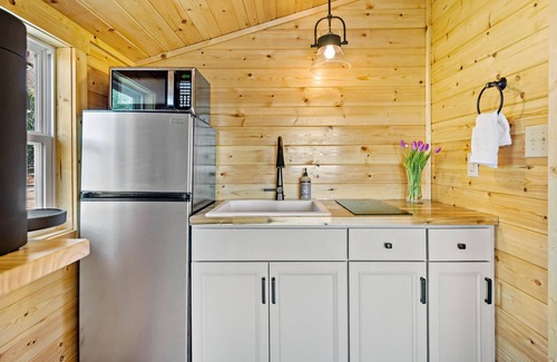 Marion Cabin | Romantic Treehouse with Hot Tub, Waterfall, Hiking, Swinging Bridge & Goats