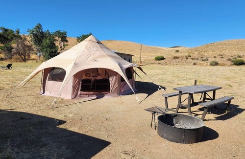 Maricopa Cabin | Room w/floor-to-ceiling Window in Glamping Resort w/Pet Park near Outdoor Fun