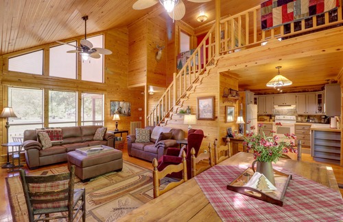 Mountain View Cabin | Roomy Riverfront 'Trout Valley Cabin' w/Porch!