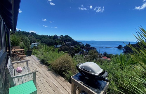 Waiheke Island Cabin | Rustic cabin, sea views, deck, bbq, kayak/SUP, wifi, 2 mins walk to beach, pets