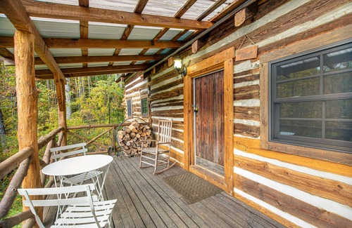Canton Cabin | Rustic retreat with wood stove, old-school kitchen, porch, & lovely views