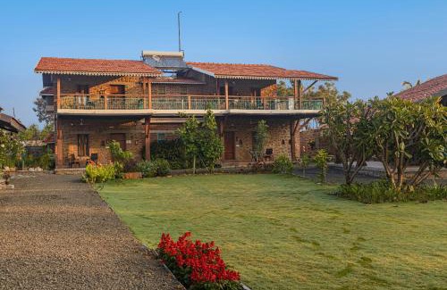 Mahiravani Villa | SaffronStays Lake House Bouganvillea, Nashik - rustic pool villa with great lake views and patio dining