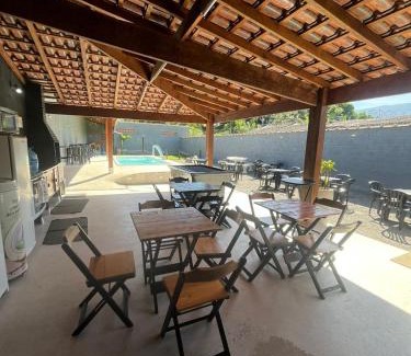 Melvi House | Salão para festas com piscina, bairro Jardim Melvi em Praia Grande - Salve Jorge