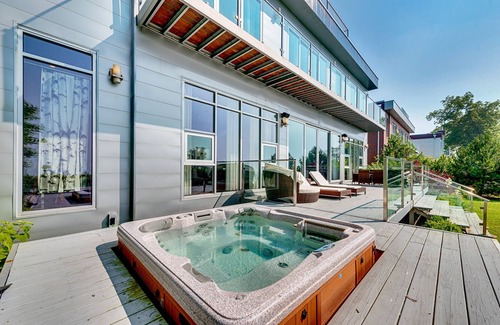 Riverside Villa | Sandy Shores: Stunning Modern Beach House with Sunset views over Lake Michigan