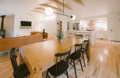Lansing Cabin | Scandi Cabin on 105 acres: Views/Hot Tub/Sauna/EV, PWR+WTR