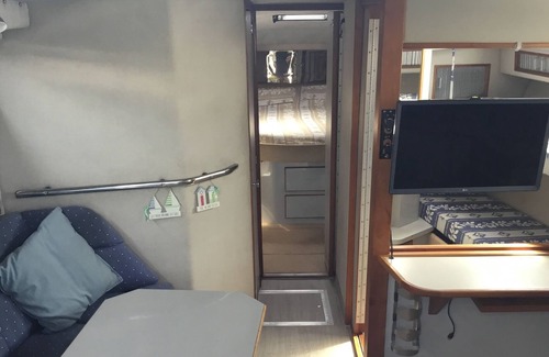 San Javier Boat Rental | Searay 380 Cruiser Moored at Tomas Maestre Marina