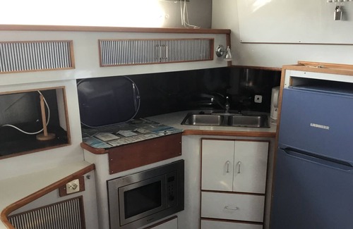 San Javier Boat Rental | Searay 380 Cruiser Moored at Tomas Maestre Marina