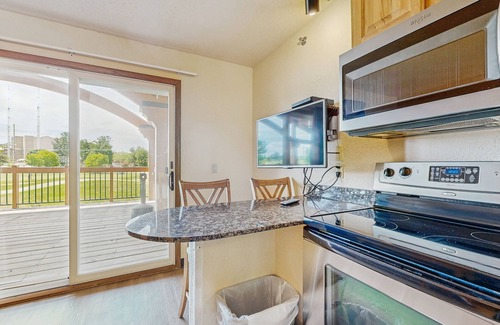 Wisconsin Dells Condo | Second-floor hotel-style condo with fast WiFi, central AC, & kitchenette