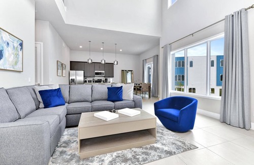 Reunion Hotel | Spacious Modern Condo with Pool Table, Rooftop Terrace and Large Loft. Reunion Resort Water Park Access near Disney at Spectrum Resort Orlando by Rentyl - B9 #238