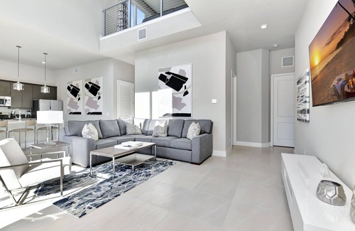 Reunion Hotel | Spacious Modern Condo with Pool Table, Rooftop Terrace and Large Loft. Reunion Resort Water Park Access near Disney at Spectrum Resort Orlando by Rentyl - B8 #232