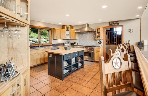 Sunday River Area House | Sprawling mountain-view home with private pool, hot tub, game room, & fireplace