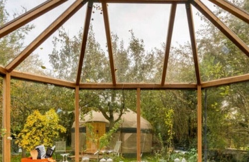 Stamford RV Rental | Stamford Meadows Glamping - Orchard Yurt Site with Hot Tub