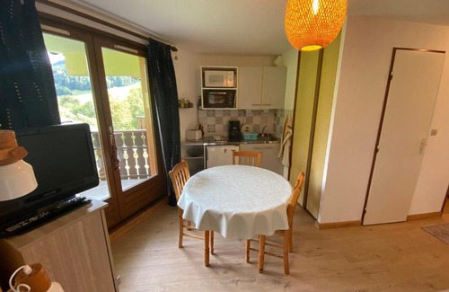 Abondance Apartment | Studio au calme avec balcon, parking couvert et kitchenette équipée! - FR-1-692-90