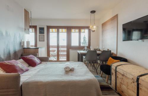 Randogne Apartment | Studio rénové avec vue imprenable sur les Alpes