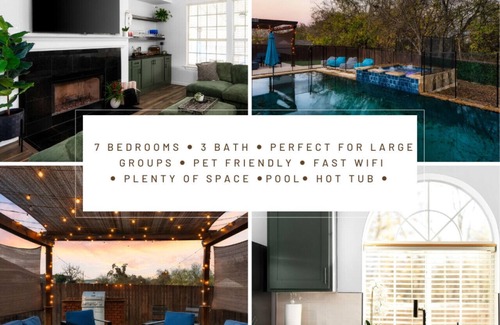 Pflugerville Apartment | Stunning Family Home with Pool & Hot Tub - Sleeps 17