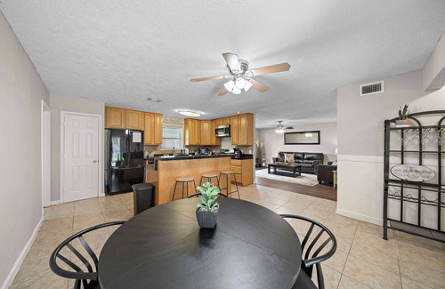 La Porte Apartment | Stylish Home Minutes from the Beach with Backyard Bliss
