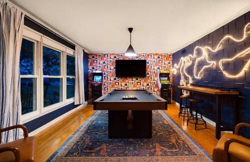 Indianapolis House | Stylish Oasis with Heated Saltwater Pool, Games, Fire Pits, Sleeps 12