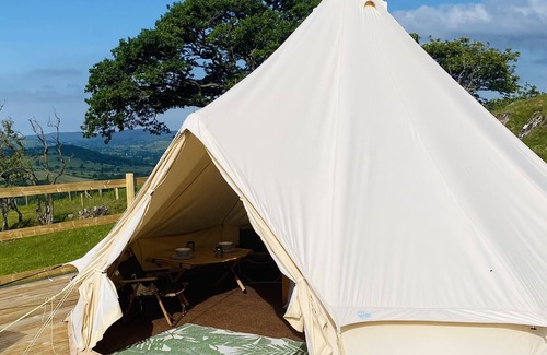 Corwen RV Rental | Summers View, Luxury Bell Tent with spectacular views