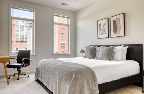 Hoboken Apartment | Sunny Hoboken 2BR w/ Gym, Shuttle, Lounge, Fire Pit & Pool, by Blueground