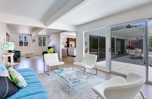 Racquet Club Estates House | Sunny, Private Mid-Century Modern Oasis with Saltwater Pool, Spa, Mountain Views