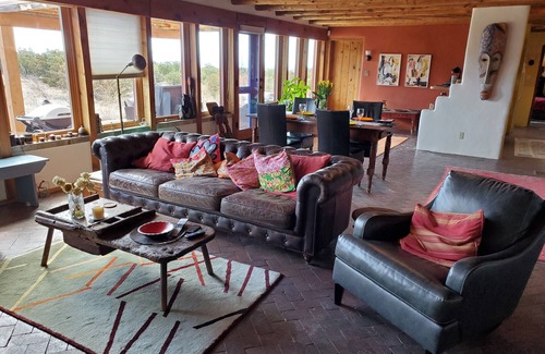 Eldorado at Santa Fe House | Sunny, serene, pet-friendly Southwestern home w/hot tub, office. Winter bliss.
