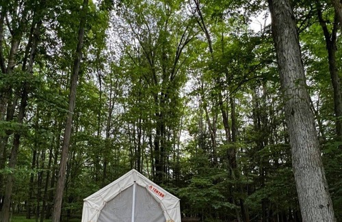 Ithaca RV Rental | Tentrr Signature Site - Orchard and Gorge Tent at South Hill Cider - Site #1