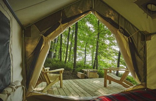 Pond Eddy RV Rental | Tentrr Signature Site - River's Edge Sunrise