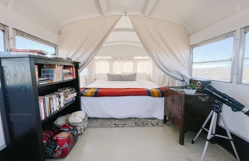 Newcastle Cabin | The Nowhere Bus · Off-Grid, Stargazing, Nic Cage Themed School Bus