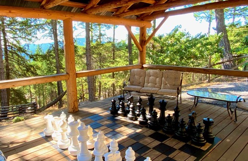 Rosario Cabin | Timber Lodge Log Home, 10 Person Theater Room, Hot Tub, Pool Table, Ocean Views!