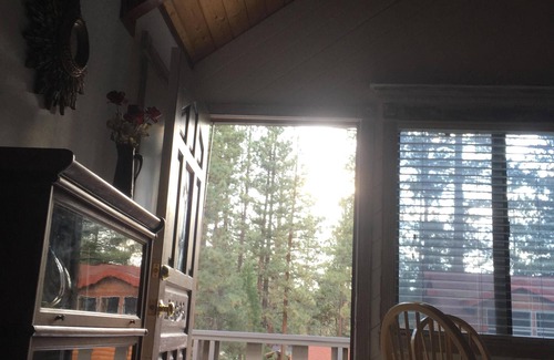Big Bear City Cabin | TRAILS ARE OPEN! Romantic Cabin W/Fireplace & Open Beam Ceilings direct garage