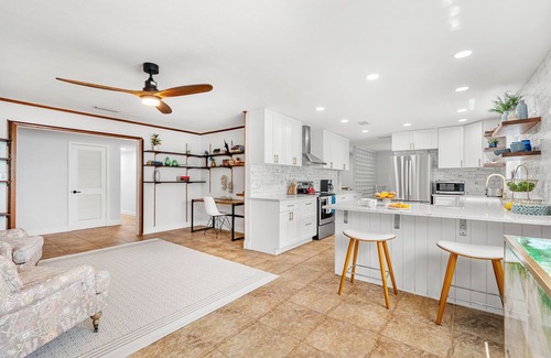 Seacoast Shores House | Tropical Retreat: Indian Harbour Beach Home with BBQ Grill, Fire Pit, Private Pool & Hot Tub! 🌴
