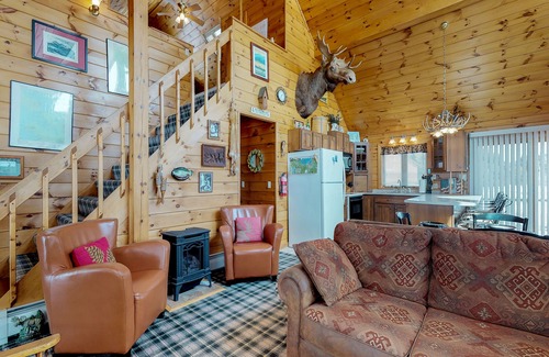 Greenville House | Two lakefront dog-friendly cabins on four acres with porches, dock, & lake views