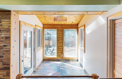 Mountainaire House | Two-story home with sunroom, large yard, fire pit, & BBQ grill