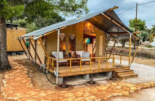 Petrothalassa RV Rental | Unique African Safari Lodge Tent with Sea View