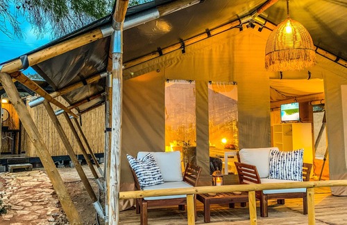 Petrothalassa RV Rental | Unique African Safari Lodge Tent with Sea View