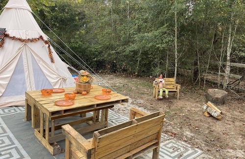 Tallahassee RV Rental | Unique SandyLand FARMSTAYS GLAMPING TeePee w/mini horses/cows/goats/chickens