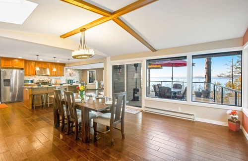 Camano Island House | Updated sound front home with water & mtn views, fireplace, firepit, balcony