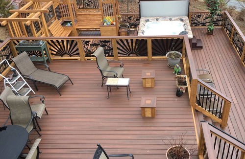 Huddleston House | Views from upscale hm are of trees, beautiful gardens, mountains & lake. Two Decks are stunning