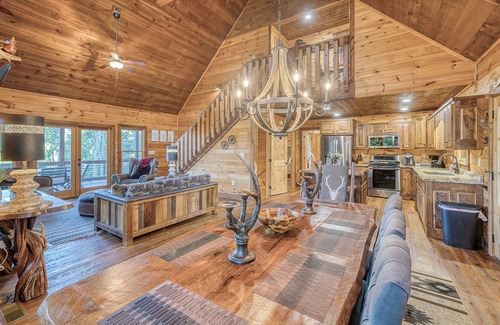 Ridgeline Vistas Cabin | VIEWS! Game Room + Hot Tub + Outdoor Fireplace + 3 Decks