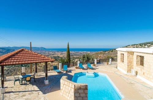 Peristerona Villa | Villa Heaven: Large Private Pool, Sea Views, A/C, WiFi, Eco-Friendly