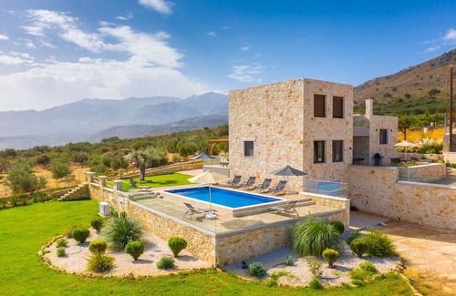 Megala Chorafia Villa | Villa Lulla: Large Heated Private Pool, Sea Views, A/C, WiFi