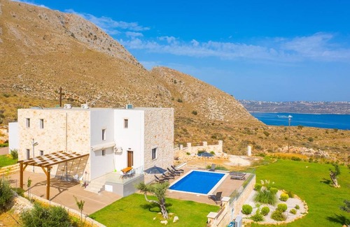 Megala Chorafia Villa | Villa Lulla: Large Heated Private Pool, Sea Views, A/C, WiFi